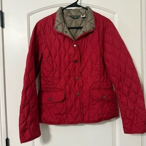 Eddie Bauer Quilted Goose Down Red Jacket Women’s Size Medium EB550